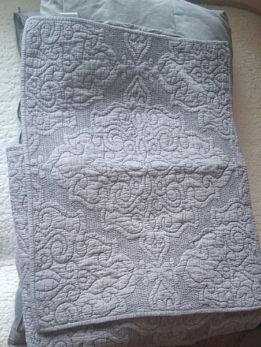 GRAY MARTHA STEWART Quilted Bedspread And PILLOW CASE